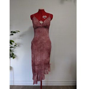 Le Chateau dusty rose asymmetrical sheer dress